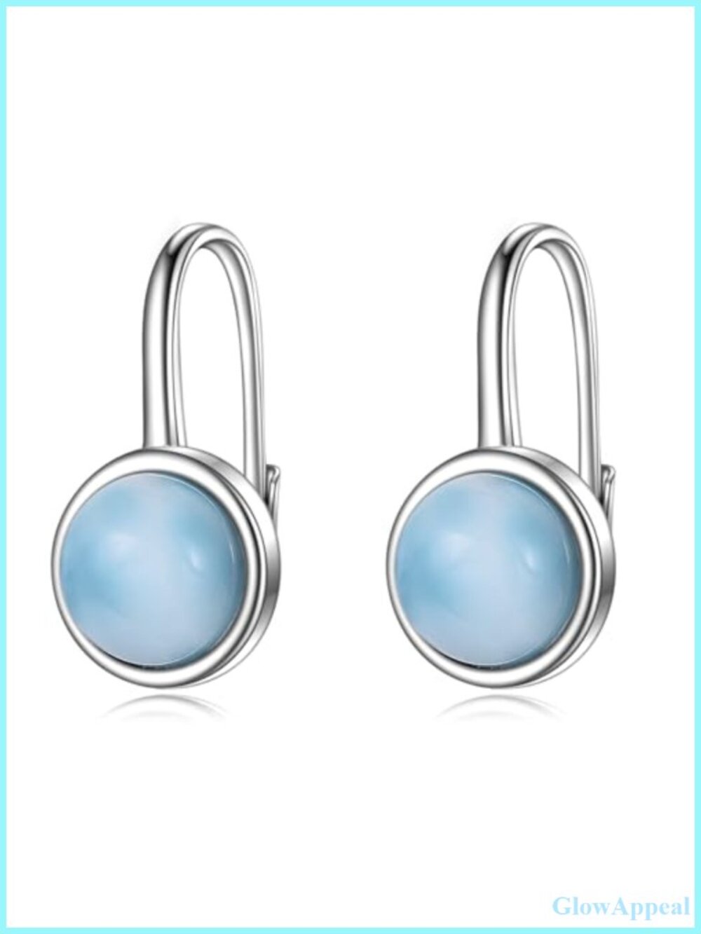 925 Sterling Silver Circle Leverback Drop Earrings White Gold Plated